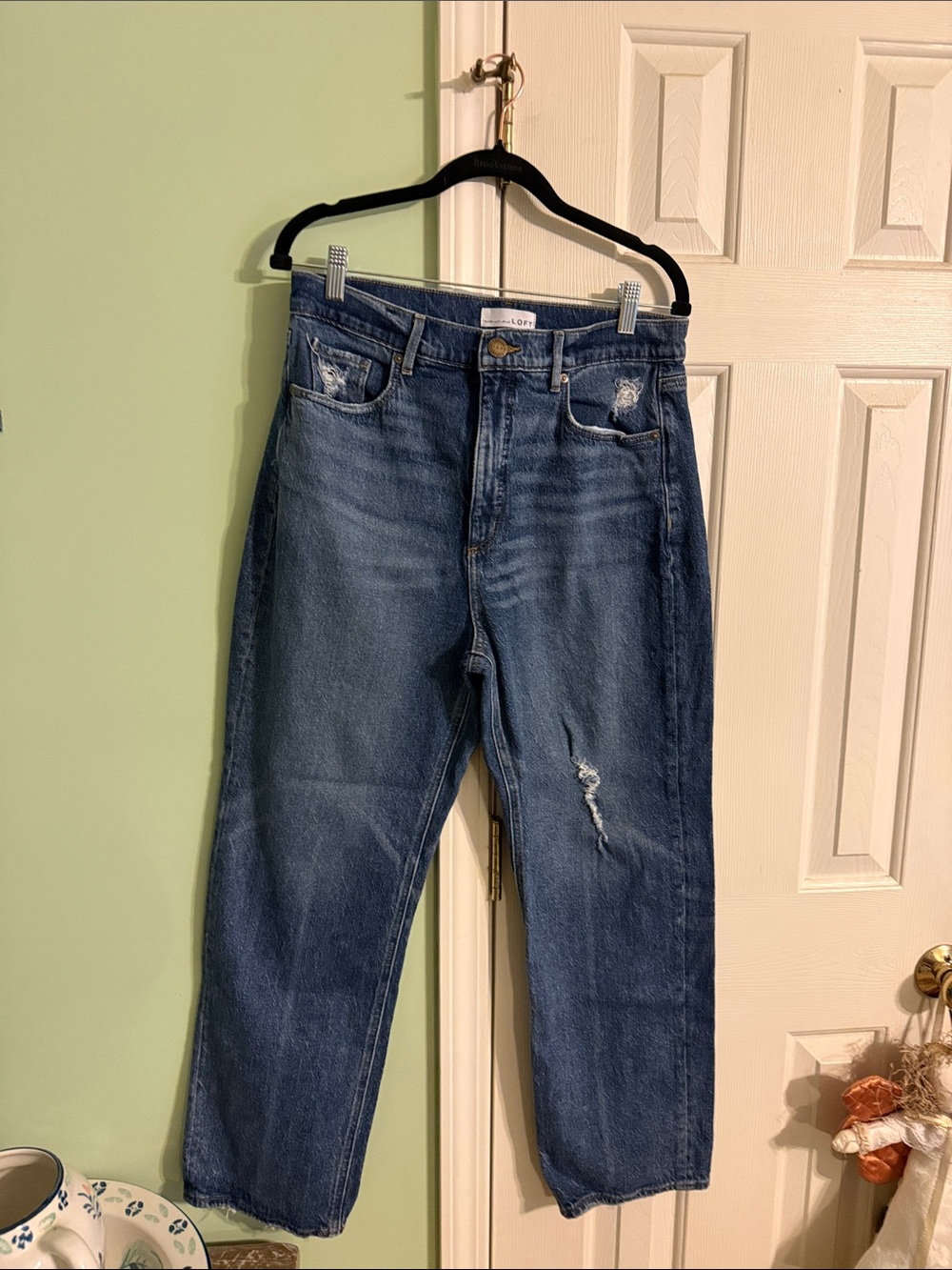 LOFT Medium Blue Distressed Boyfriend Jeans